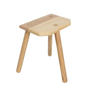 Medieval Handcrafted Ash Wood Three-Legged Stool