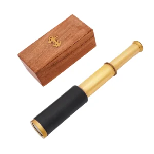 Brass Pirate Telescope – Functional Spyglass with Wooden Box