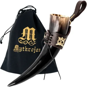 Viking Drinking Horn with Leather Holder