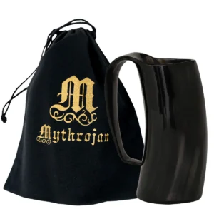 Viking Age Horn Tumbler with Handle and Leather Strap (800 ml)