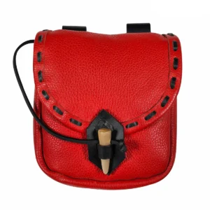 Medieval Leather Belt Bag with Horn Toggle
