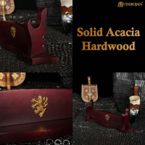 Solid Wood One-Tier Sword Stand Hardwood Display Rack for Swords & Medieval Blades