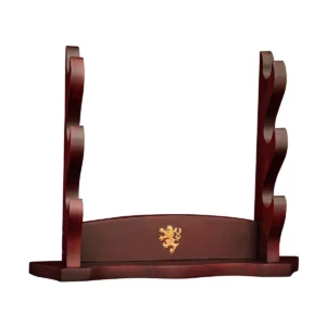 Solid Wood Sword Stand Three-Tier | Acacia Hardwood Display Rack for Medieval Swords & Axes