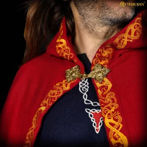 Medieval Wool Hooded Cloak with Solid Brass Clasp