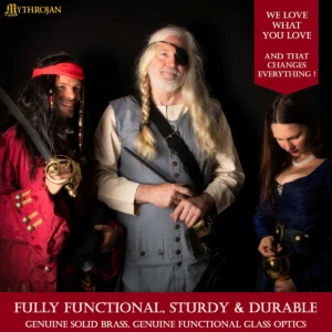 Brass Pirate Telescope – Functional Spyglass with Wooden Box