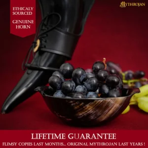 Mythrojan Hand Crafted Small Serving Horn Bowl with handle Polished Finish