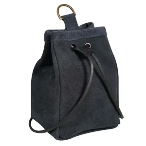 Medieval Drawstring Pouch with Brass D-Ring & Drawstring Closure