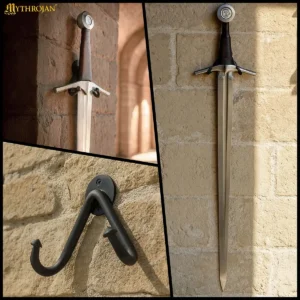 Hand Forged Iron Single Sword Wall Mount , Heavy Duty Display Hangers
