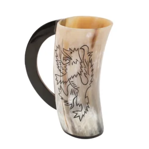 Mythrojan Rampat Lion Design Viking Drinking Tankard with Medieval Buckle Wine Beer Mead Mug 5-6 - Polished Finish