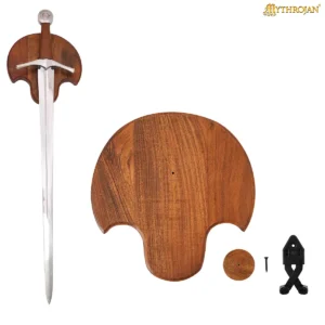 Acacia Hardwood Sword Wall Display Plaque | Solid Wood Base with Steel Holder for Medieval, Fantasy & Decorative Swords