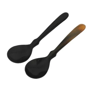 Set of 2 Ox Horn Spoons – 7″ Handcrafted Natural Horn Utensils for Viking & Medieval Dining