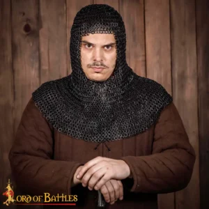 Chainmail Coif 9 mm 17 Gauge Mild Steel Flat Ring Dome Riveted Alternate Flat Solid Rings