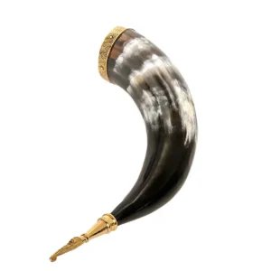 Medieval Viking 300 - 400 ML Drinking Horn with Brass Fittings Handcrafted Genuine Ox Horn