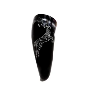 Roebuck Drinking Horn 400 - 500 ML Engraved Handcrafted Genuine Ox Horn