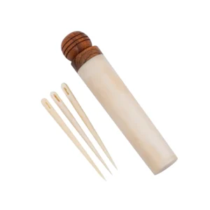 Medieval ox Bone Needle Holder with Wooden Lid– Handmade Craft Storage Tube