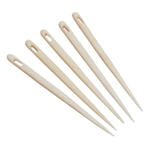 Set of 5 Medieval Bone Embroidery Needles – Hand-Carved from Ethically Sourced Ox Bone – Polished Finish