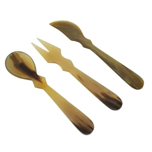 Medieval Horn Cutlery Set – Hand-Carved Spoon, Fork & Knife