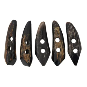 Sharp Edged Rugged Toggle Buttons – Set of 5 Handcrafted from Genuine Ox Horn | Medieval LARP Fasteners