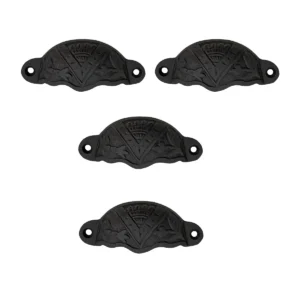 Rustic Cast Iron Drawer Pull Cabinet Cup Pull: Ideal for Victorian, Colonial, Retro, Steampunk, Gothic, Baroque, and Medieval Settings, (8.4x3.5) cm