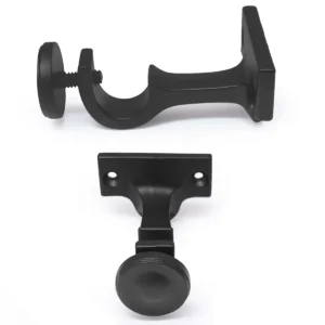 Heavy Duty Curtain Rod Brackets – Black Wall Mounting Adjustable Drapery Holders for Blinds & Windows – Extendable Hardware Brackets for 1” Curtain Rods