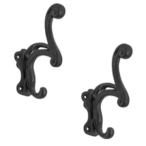 Rustic Cast Iron Wall Hooks Pack of 2: Ideal for Hanging Coat, Bag, Towel, Robe, Hat, (12x3.8) cm