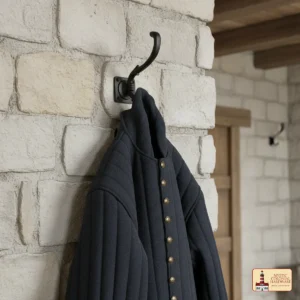 Rustic Cast Iron Wall Hooks, Heavy Duty Retro Utility Hooks for Hanging Coat, Bag, Towel, Robe, Hat and More, Pack of 2, Black