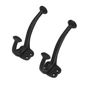 Rustic Cast Iron Wall Hooks, Heavy Duty Retro Utility Hooks for Hanging Coat, Bag, Towel, Robe, Hat and More, Finish: Oil Blackened