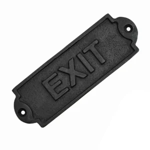 Solid Forged Iron Vintage EXIT Sign – Handmade Cast Iron Door Plaque – Rustic Industrial Hardware Accessory (15 x 5 cm)