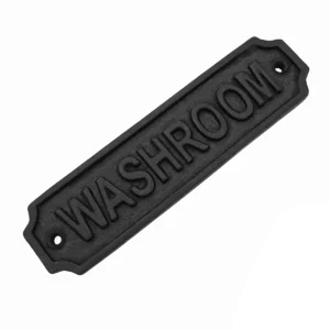 Solid Forged Iron Vintage Washroom Sign for Doors Handmade Hardware Accessory