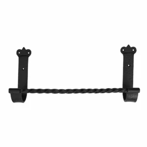 Mystic Colonial Hardware Rustic Twist Iron Bar – Hand-Forged Black Bathroom Towel Rack with Hammered Mounting Brackets