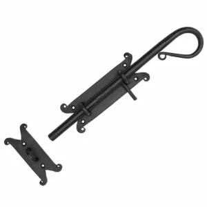 Black Cast Iron Sliding Bolt Latch – Heavy Duty Rustic Flush Surface Bolt for Gates, Barn Doors, Sheds & Cabinets – Primitive Black Iron Door Lock by Mystic Colonial Hardware