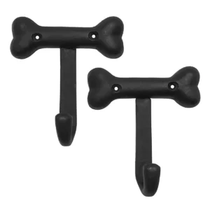 Rustic Cast Iron Wall Hooks, Heavy Duty Retro Utility Hooks for Hanging Coat, Bag, Towel, Robe, Hat and More, Pack of 2, Black