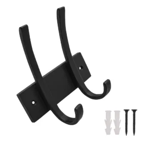 Rustic Forged Iron Wall Hooks – Heavy Duty Hand-Forged Utility Hooks for Coats, Bags, Towels, Robes, Hats & More – Vintage Black Wall Hardware