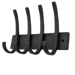 Rustic Forged Iron Wall Hooks, Heavy Duty Retro Utility Hooks for Hanging Coat, Bag, Towel, Robe, Hat and More: Black