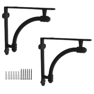 13" X 9.5" Shelf Brackets- Solid Forged Iron Victorian, Colonial, Retro, Steampunck, Gothic, Baroque Medieval
