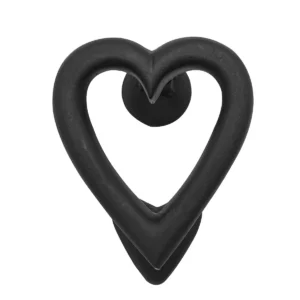 Black Heart Door Knocker for Front Door 4.5 X 4 Inch Solid Forged Iron Victorian Colonial Black