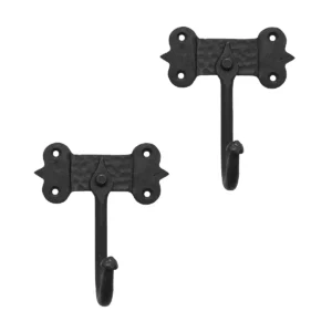 Rustic Cast Iron Wall Hooks, Heavy Duty Retro Utility Hooks for Hanging Coat, Bag, Towel, Robe, Hat and More, Finish: Oil Blackened
