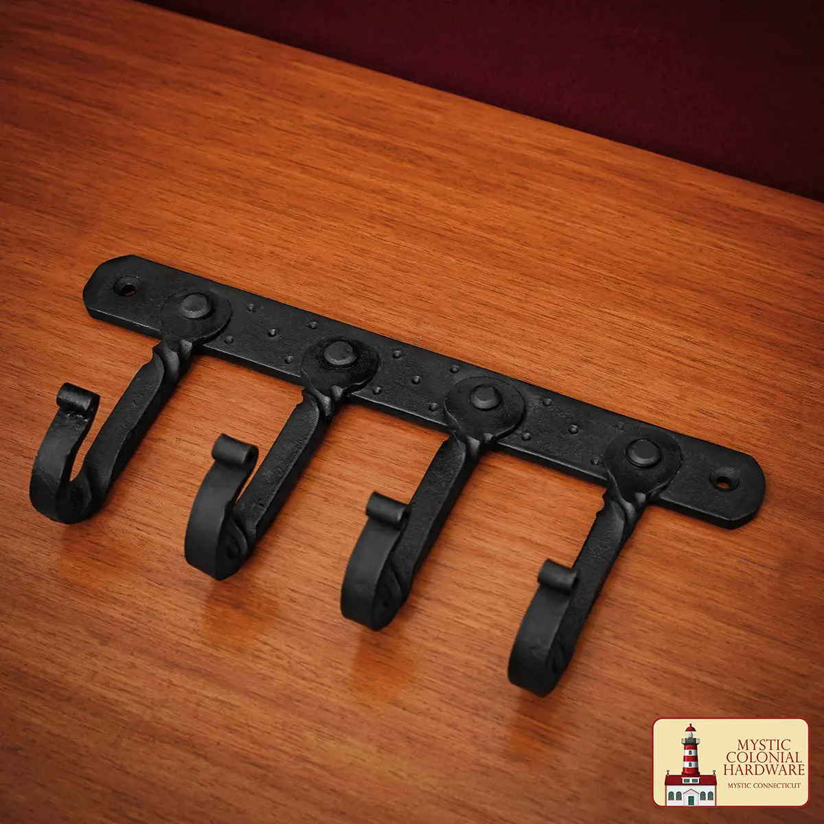 Mystic Colonial Hardware Rustic Cast Iron Wall Hooks – Heavy Duty Oil Blackened Utility Rack for Coats, Bags, Towels, Robes, and Hats - Image 2