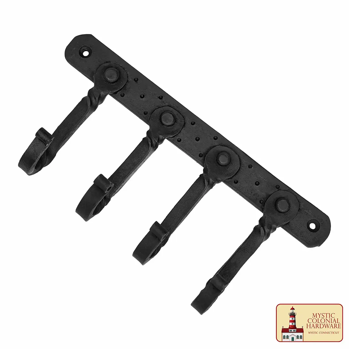 Mystic Colonial Hardware Rustic Cast Iron Wall Hooks – Heavy Duty Oil Blackened Utility Rack for Coats, Bags, Towels, Robes, and Hats - Image 4