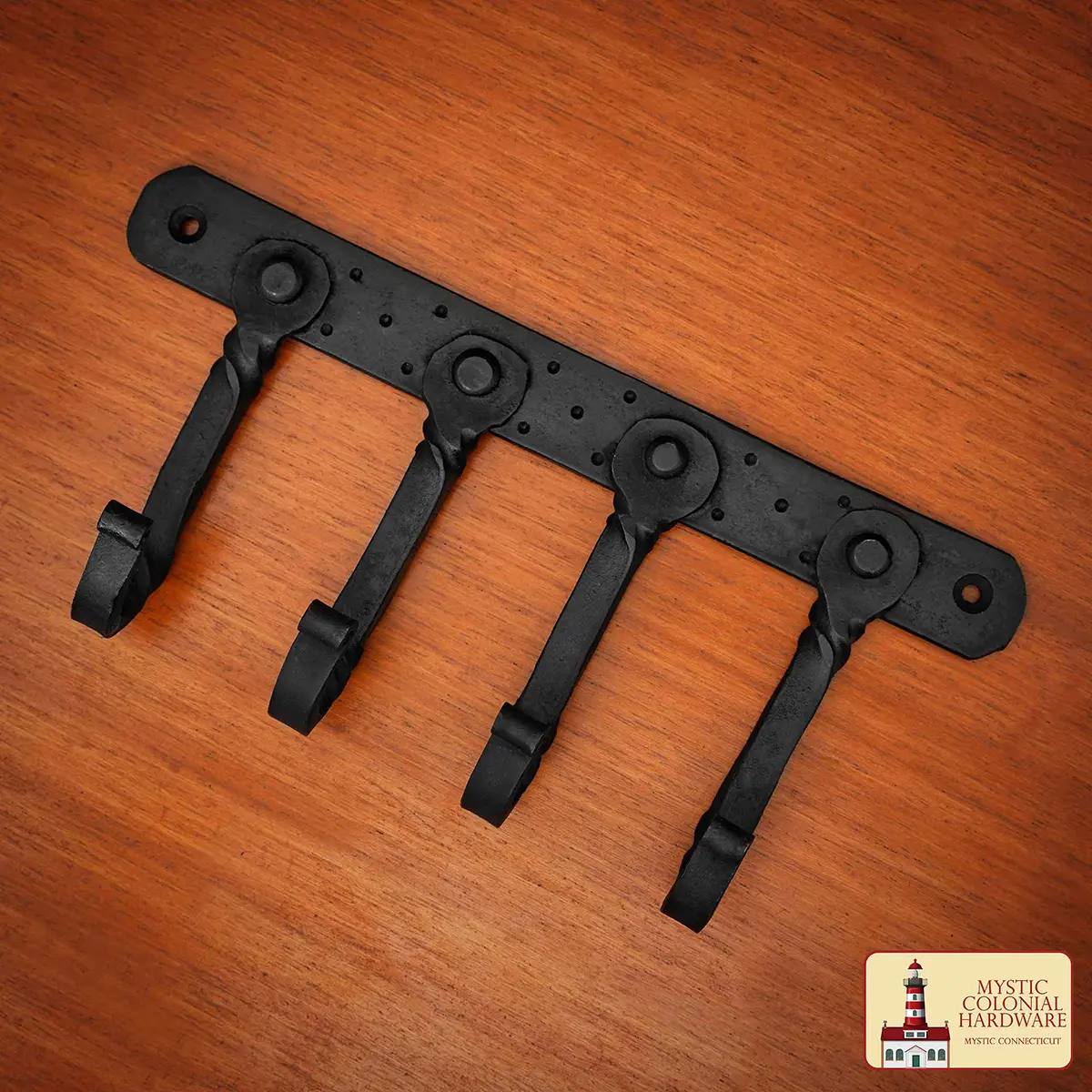 Mystic Colonial Hardware Rustic Cast Iron Wall Hooks – Heavy Duty Oil Blackened Utility Rack for Coats, Bags, Towels, Robes, and Hats - Image 5