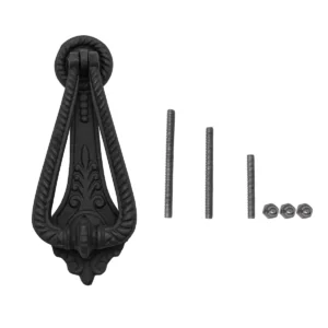 Rustic Cast Iron Georgian Twist Door Knocker: Ideal for Victorian, Colonial, Retro, Steampunk, Gothic, Baroque, and Medieval Settings, (17.2x7) cm