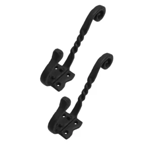 Rustic Cast Iron Wall Hooks, Heavy Duty Retro Utility Hooks for Hanging Coat, Bag, Towel, Robe, Hat and More, Finish : Oil Blackened