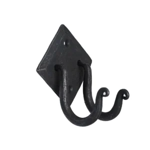 Rustic Cast Iron Wall Hooks, Heavy Duty Retro Utility Hooks for Hanging Coat, Bag, Towel, Robe, Hat and More, Finish : Oil Blackened