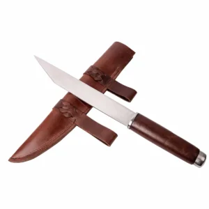 Medieval Seax Dagger Hand-Forged Carbon Steel with Leather Sheath
