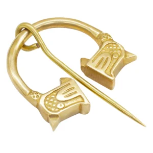 Norse Raven Head Penannular Brooch Cloak Pin- Brass