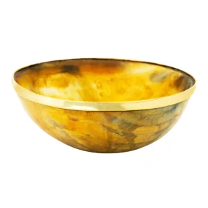 The Viking Banquet Horn Bowl with Pure Brass Rim Genuine Horn Accessory