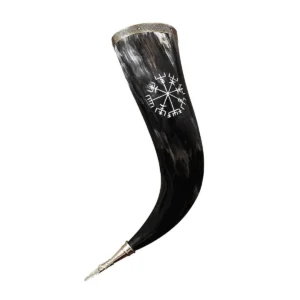 Viking Ale Drinking Horn Vegvísir Rune