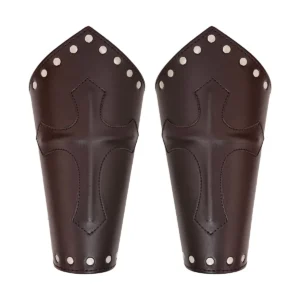 Medieval Leather Crusader Cross Bracers – Arm Guards
