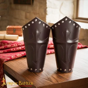Medieval Leather Crusader Cross Bracers – Arm Guards
