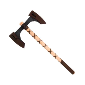 Medieval Fantasy Double-Edged Axe Leather Sheath & Horn Toggle